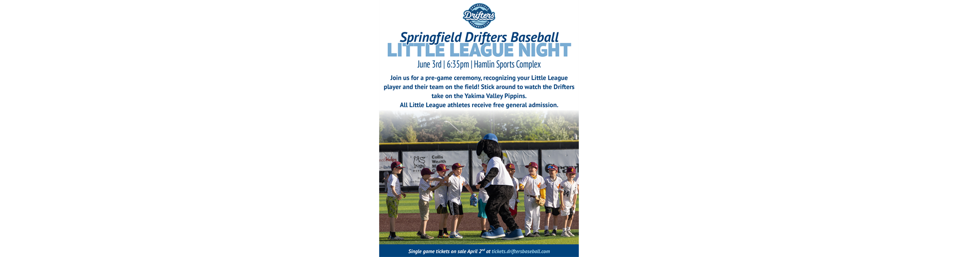 Drifters Baseball Little League Night